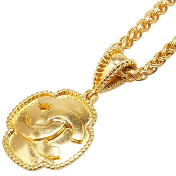 CHANEL CC Logos Vintage Pendant Chain Necklace 21" Gold Tone 96A Auth w/Box #530 - Picture 1 of 8